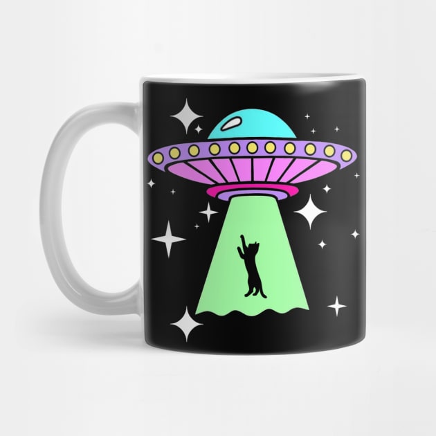 CAT UFO Alien Abduction Funny Cat by artbooming